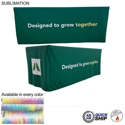 48Hr Quick Ship - Sublimated PREMIUM Box Style Fitted Table Cloth for 6' Table, 4 sided, Closed Back