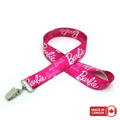 1" Digitally Sublimated Lanyard w/ Bulldog Clip